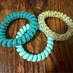 Target Kids Coil Hair Ties Set - Aqua, Mint & Yellow Patterned